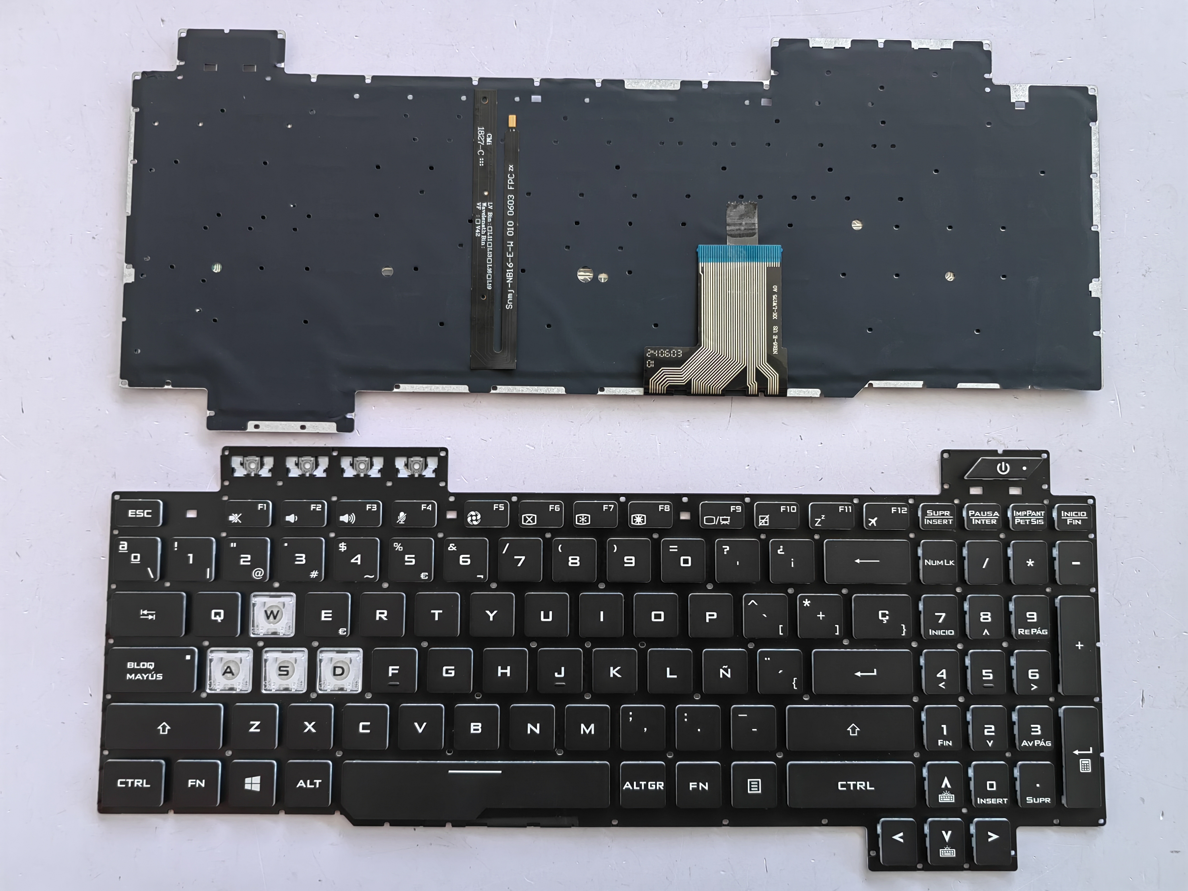 Picture of New Replacement Laptop Keyboard For ASUS FX505/FX504 small carriage return/FX705/FX80 BLACK Backlit,Red Printing,Red side (OEM) SP Layout